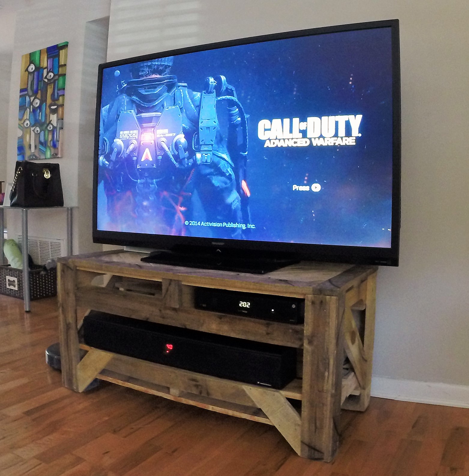 Repurposed Pallet Wood Entertainment Center